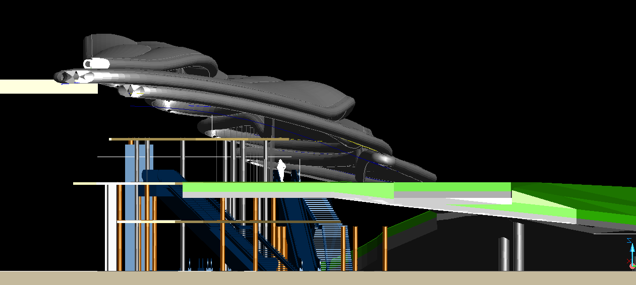 Vue du tracé de la toiture de la gare de Rennes